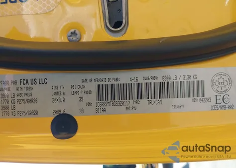 2016 Ram 1500 Sport z USA, uszkodzony, nr VIN 1C6RR7MT8GS320117